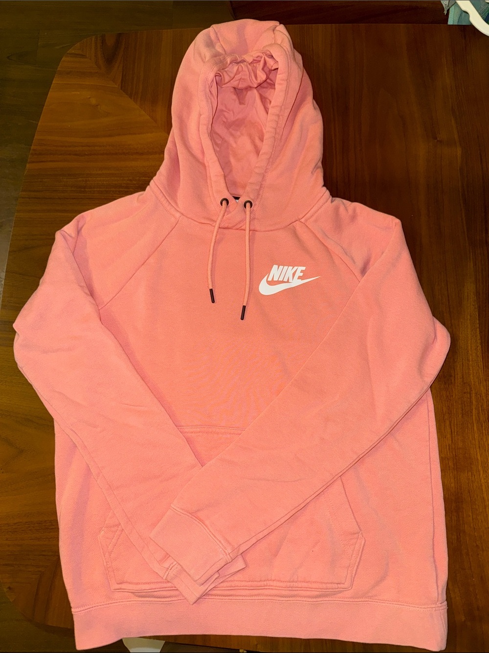 Nike Women's Coral Pink Pullover Hoodie with White Logo